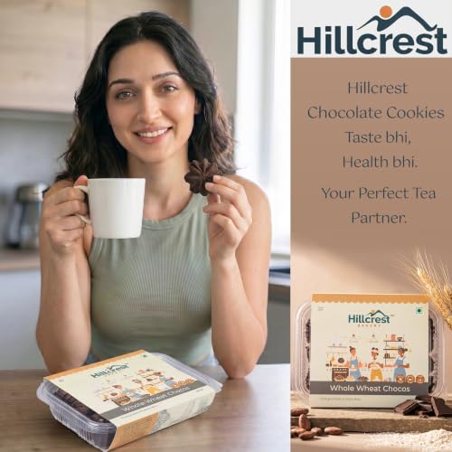 Image of Hillcrest Bakery Whole Wheat Chocos Cookies, 220 Grams | Premium Baked Snack | Crispy & Delicious | Tea Time Treat | Suitable for Everyday Snacking | Hygienically Packed