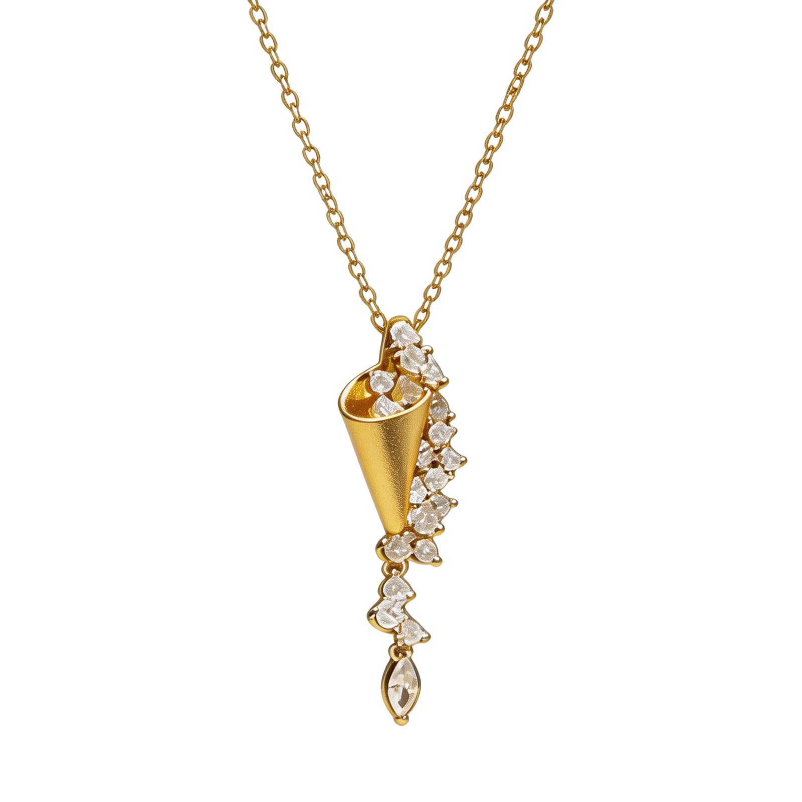 BWANGIAO Elegant Funnel Shape Necklace Silver Gold Pendant Neckchain Jewelry With Adjustable Chain For Women