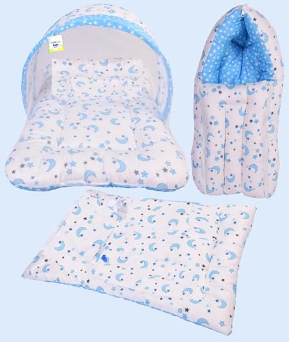Image of Toddylon Baby Bed New Born Baby Bedding Set | Mosquito Net | Carry Bag | Mattress | Carry Bag | Essentials Combo | Cotton | Infants | Baby Boys & Baby Girls | Beds (0-6 Months) (3PCS Set)