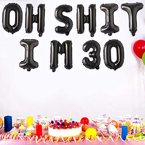 Image of Oh I'm 30! Latex Balloons 16 Inch Black Hallo Thirty Cheers to 30 Years Old Theme Decor for Man Woman Happy 30th Birthday Party Photo Studio Prop Flag Decorations Favors Supplies