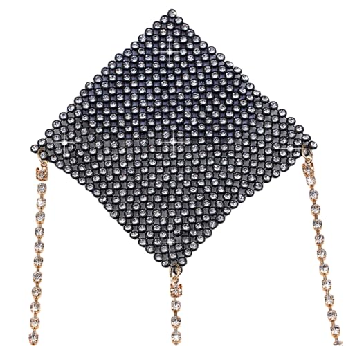 Image of ZGMYC Sparkly Rhinestones Metal Chain Nipple Cover with Tassel, Reusable Adhesive Pasties Sexy Bra Body Chain