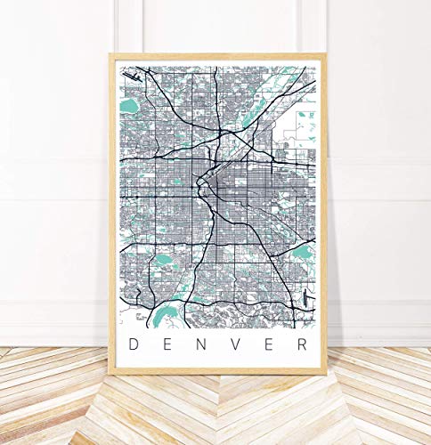 Amazon.com: Denver Map Art Print - Map Print of Denver Colorado ...