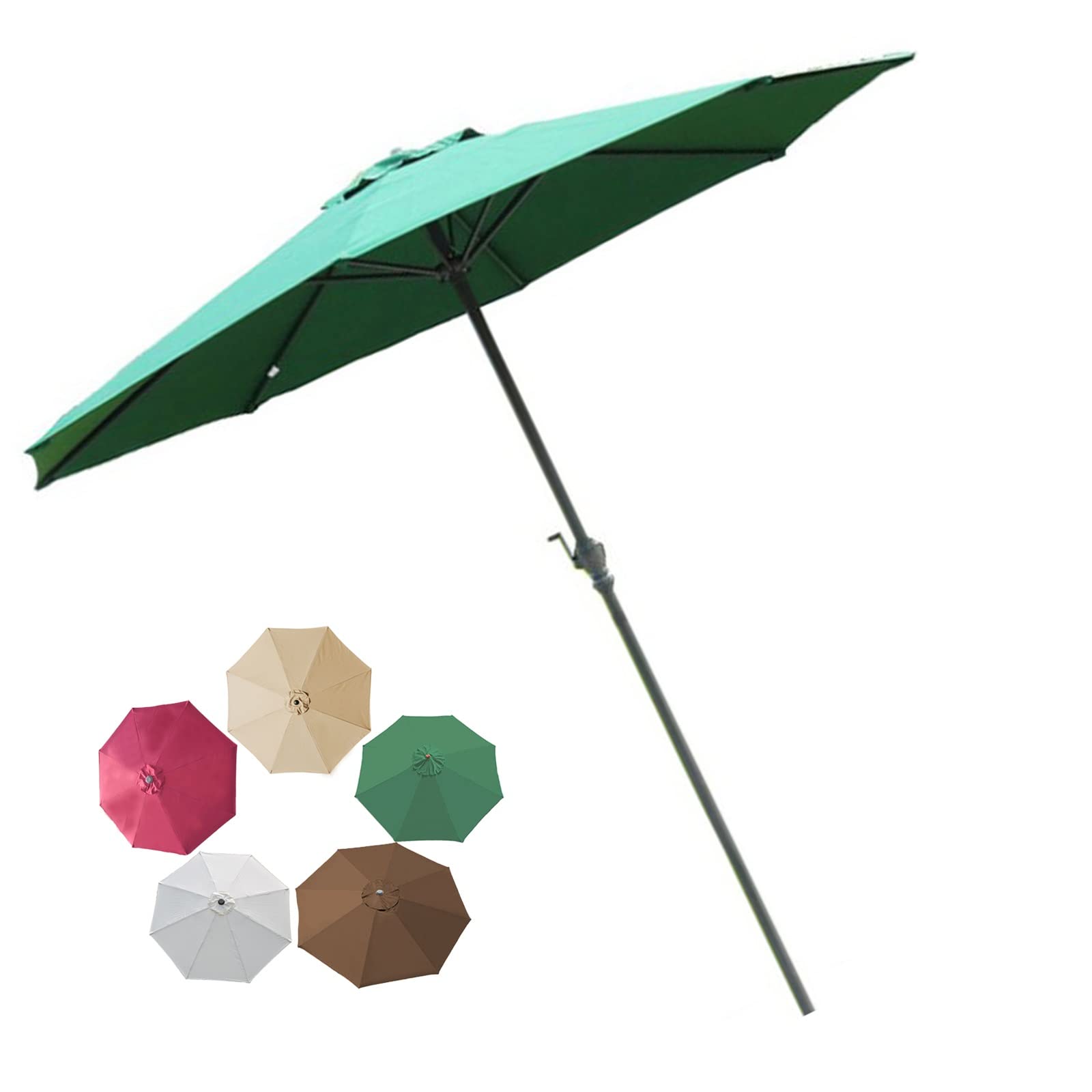 Outdoor Umbrella Replacement Parasol, Outdoor Sun Shade, Ventilation, Easy to Assemble, Showerproof, Sun Protection, Protection Windproof, for Beach/Pool/Patio, Beach Umbrella (Green 118inch)