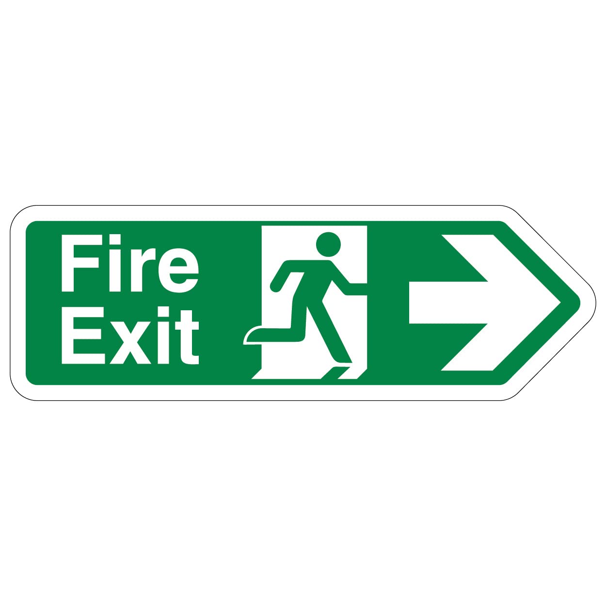 V Safety Shaped Safety Sign - Fire Exit Arrow Right - 300X100 - Self Adhesive Vinyl
