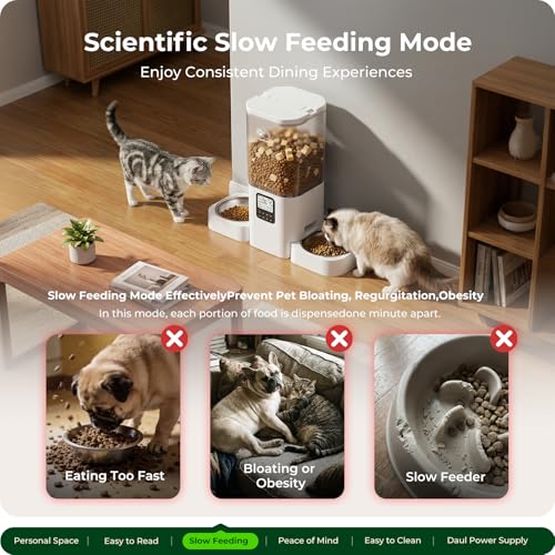 Frienhund Timed Automatic Cat Feeder 2 Cats with Slow Feed: Dual Automatic Dog Feeder with Information Visualization, Programmable Auto Cat Food Dispenser for Multiple Pets,Detachable for Clean-29 Cup - Image 5