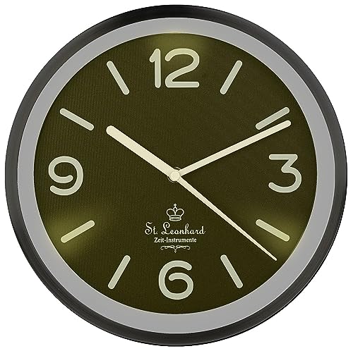 St. Leonhard Wanduhr mit Lichtsensor: Edelstahl-Funk-Wanduhr,...