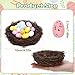 PETKNOWS Easter Artificial Bird Nest with Eggs for Crafts, 12Pcs Mixed Size Artificial Rattan Birds Nest with 26Pcs Foam Easter Eggs Small Faux Bird Nest Decor for Spring Garden Yard Home Tree Decor