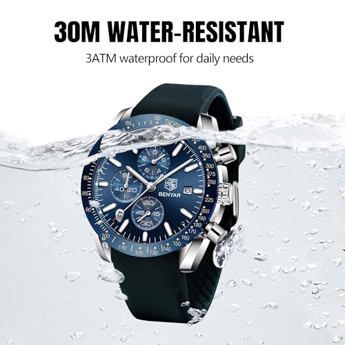 Image of BENYAR Mens Watch Chronograph Analog Quartz Movement Quartz Movement Sports Watch 30M Waterproof with Analog Date Watch Men Retro Street Style Men's Watch