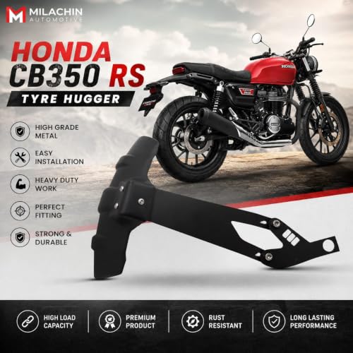 Image of Rear Tyre Hugger Compatible with Honda CB350 RS Superior Protection with Stylish Design Reflector Splash Guard with Primium Lazer Cut Mudguard (Matte Black)