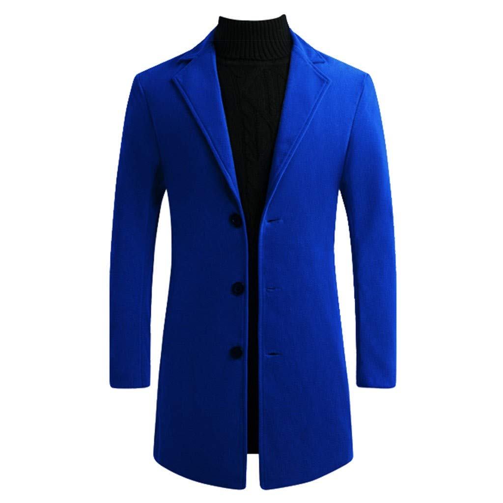 Men's Trench Coat Slim Fit Notch Lapel Single Breasted Top Coat Winter Warm Cotton Business Long Jacket Overcoat-image-48