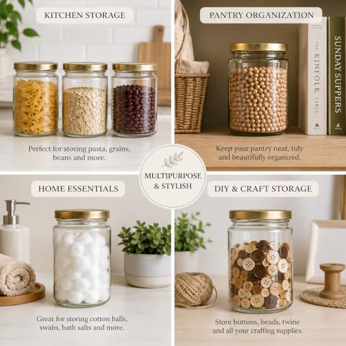 Image of Pure Source India Premium 50gm, 6 Pcs Glass Jar with Gold Lug Cap | Airtight Food Storage Jar for Honey, Jam, Pickles, Spices & Preserves