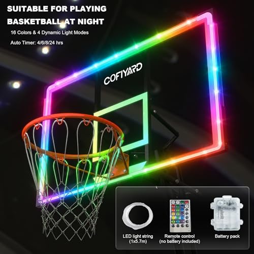 Image of Cofiyard Basketball Hoop Outdoor with 44&48&54 Inch Shatterproof Backboard,10FT Height Portable Basketball Hoop with Sandbag, Adjustable Basketball Goal with Wheels