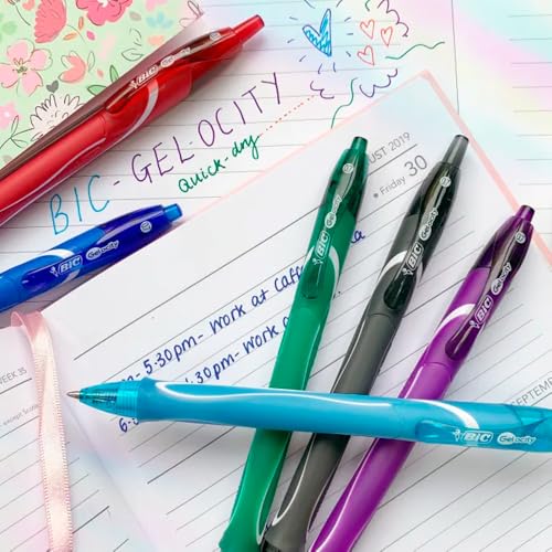 BIC, Caneta em Gel, Gelocity, Quick Dry, Ponta Fina, 3 Cores