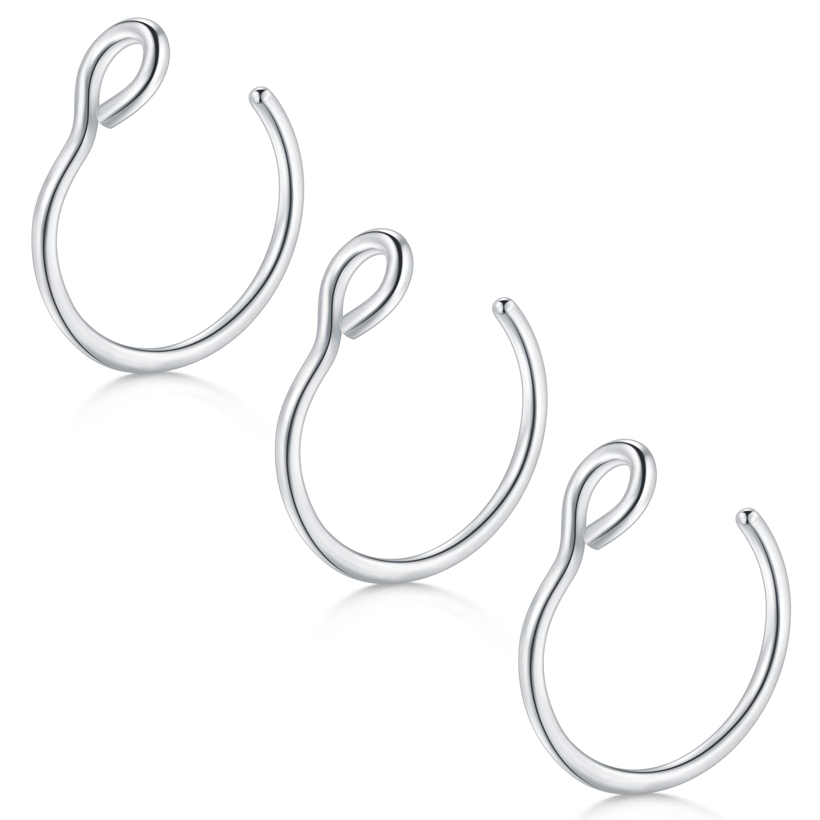 D.BellaFake Septum Fake Nose Ring Hoop 20G Faux Nose Piercing Hoop Clip on Nose Rings Non Piercing Fake Nose Septum Lip Ear Ring Faux Body Piercing Jewelry for Women Men, metal, stainless-steel