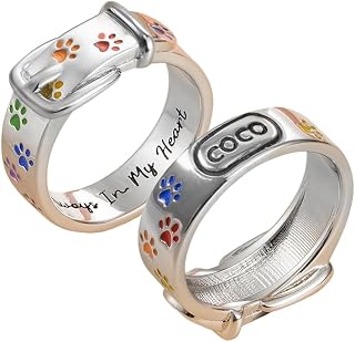 NICEDREAM Paw Print Ring Dog Ring Custom Engraved Rainbow Dog Paw Ring Pet Memorial Gift Cat Ring Pet Loss Sympathy Gift