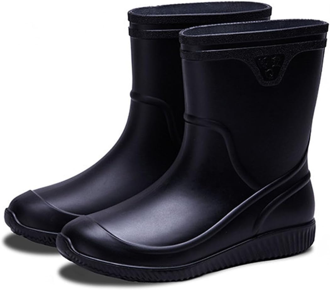 Men'S New Winter Solid Color Fashion Rain Shoes Non-Slip Middle Rain Boots Casual Adult Outdoor Rubber Shoes