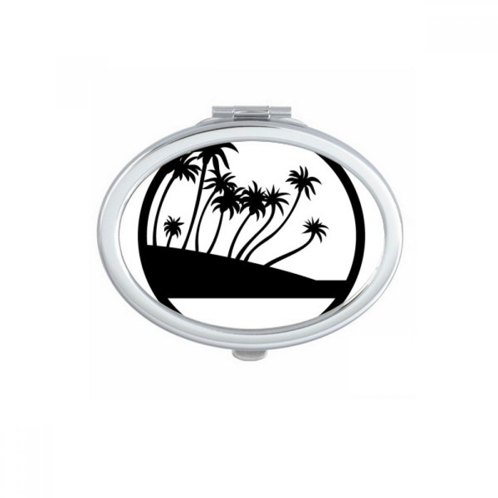 Miroir de poche palmier : mini miroir ovale portable et mignon pour maquillage