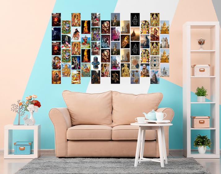 Image of Pack of 54 God Wall Collage Kit Posters - 4 x 6 Inches Wall Decor Poster - Wall Art For Bedroom, Living room, Office - 1 Tissue Tape