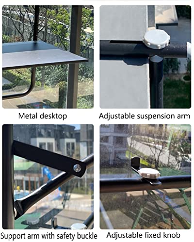 Mesa suspensa Mesa de metal para corrimão de varanda externa, deck de terraço de jardim que economiz