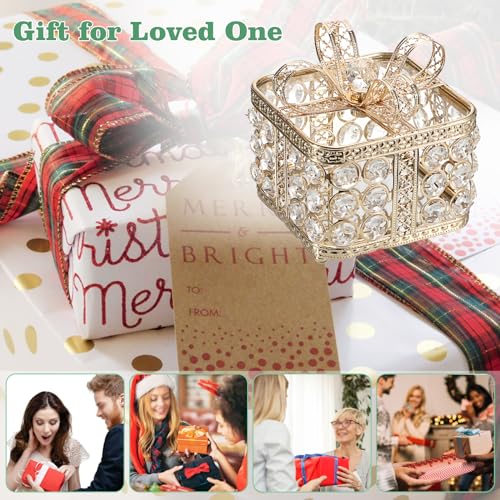 Hipiwe HPWSN01034 Vintage Crystal Jewelry Box Gold Glass Trinket Organizer Sparkly Treasure Box Earrings Rings Storage Box Mirror Surface Keepsake Box thumb #8