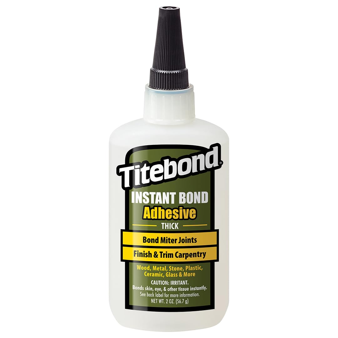 Titebond Instant Bond Thick Wood Adhesive 2 oz - Fast-Set CA Glue Stronger Than Wood, No Clamp Needed