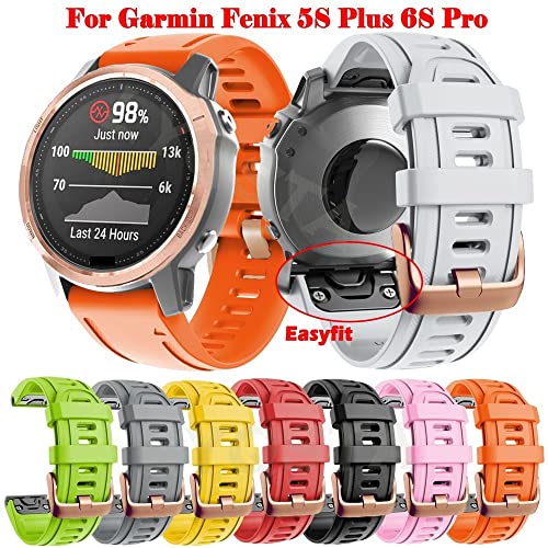 Bracelet en silicone Garmin Fenix 5S/6S boucle or rose - 2