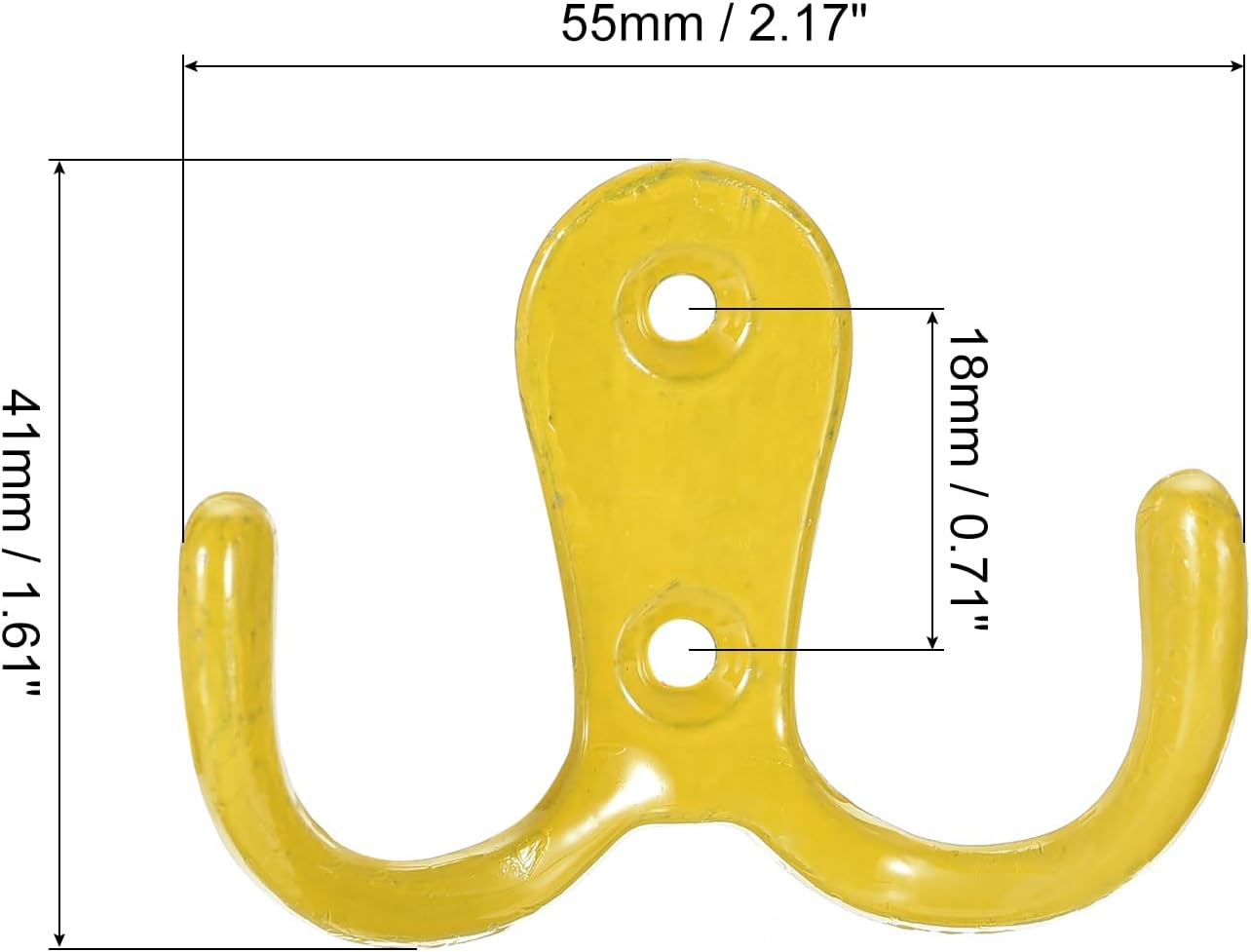 uxcell Wall Hooks, 10Pcs - Zinc Alloy Double Prong Retro Hook, Hooks for Hanging Towel Coat Backpack Clothes Scarf Keys Hat Cup (Yellow)