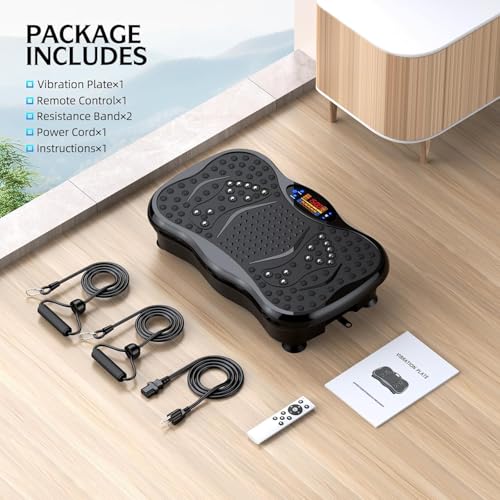 Image of Vibration Plate Exercise Machine | Lymphatic Drainage Machine for Weight Loss & Muscle Recovery | 99 Speed Levels, 5 Auto Modes & Bluetooth Speaker | Remote & Resistance Bands