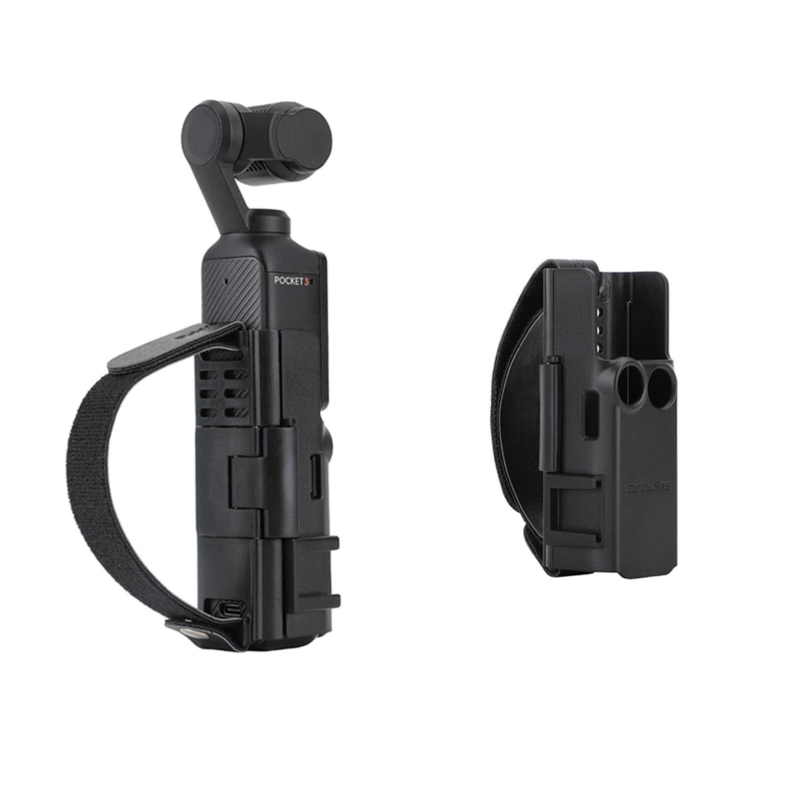 EUGOOCX Pocket 3 Expansion Adapter with Cold Shoe Mount, Camera Cage with PU Hand Band for DJI Osmo Pocket 3 Compatible with Battery Handle