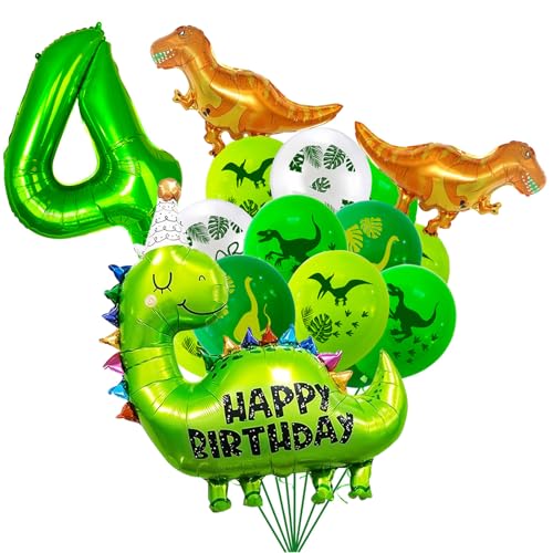 Image of Dinosaur Birthday Party Supplies, Dinosaurs Party Decorations 4 Year Old Foil Balloons for Boys and Girls