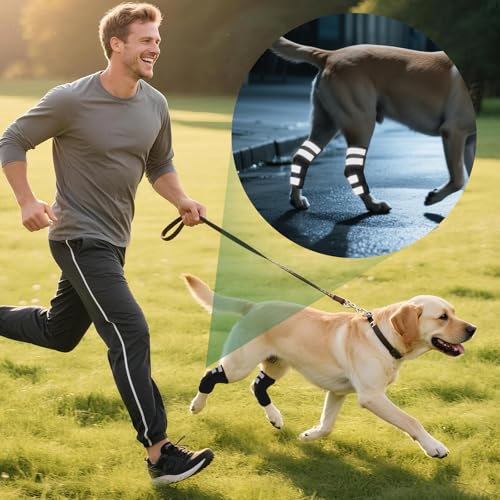 OHCOZZY Hinterbeinbandage für Hunde 2 Einheiten mit reflektierenden Riemen, leckschutz Hund hinterbein, Hundebandagen für Wickel Wunde Verletzung und Verstauchung Heilung,XL