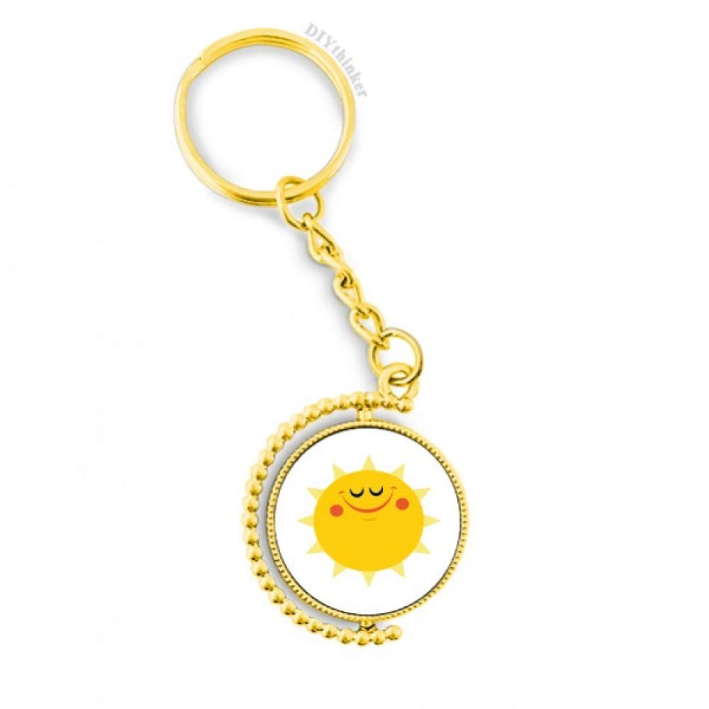 DIYthinkerUniverse And Alien Smiling Sun Metal Connector Key Chain Ring Accessory Golden Keyholder