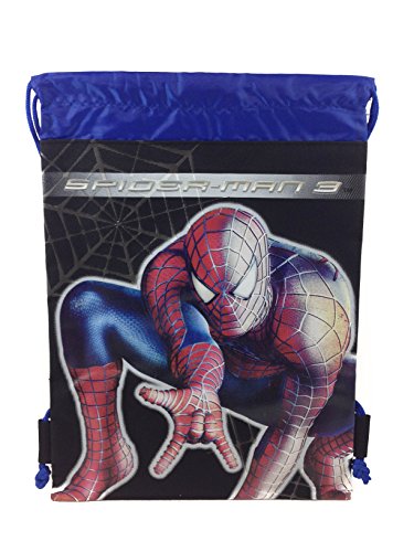 Mochila Marvels Homem-Aranha 25,4 cm x 35,56 cm com cordão de nylon resistente cor da sacola (azul, vermelho ou preto), Preto, One Size