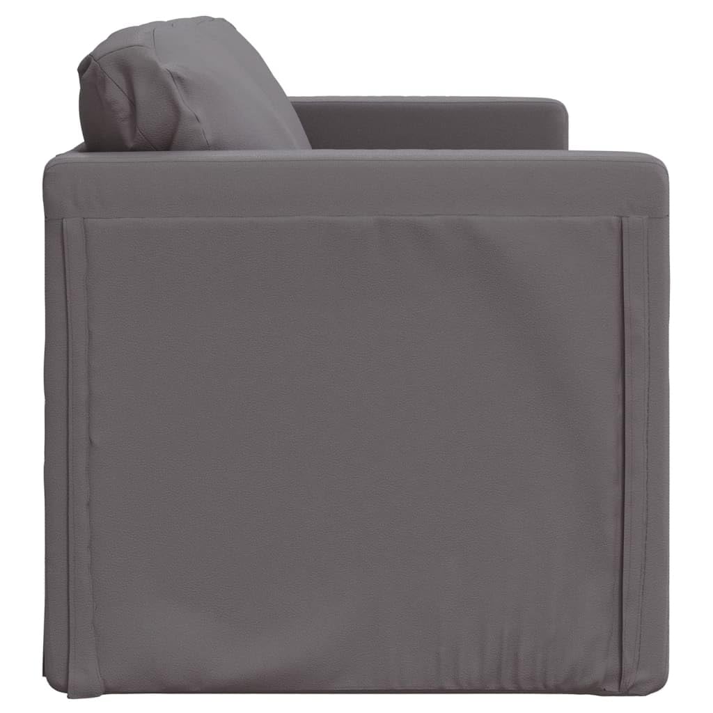 Sofa podłogowa z funkcją spania, szara, 112 x 174 x 55 cm, sztuczna skóra, składana, do salonu i małych pomieszczeń