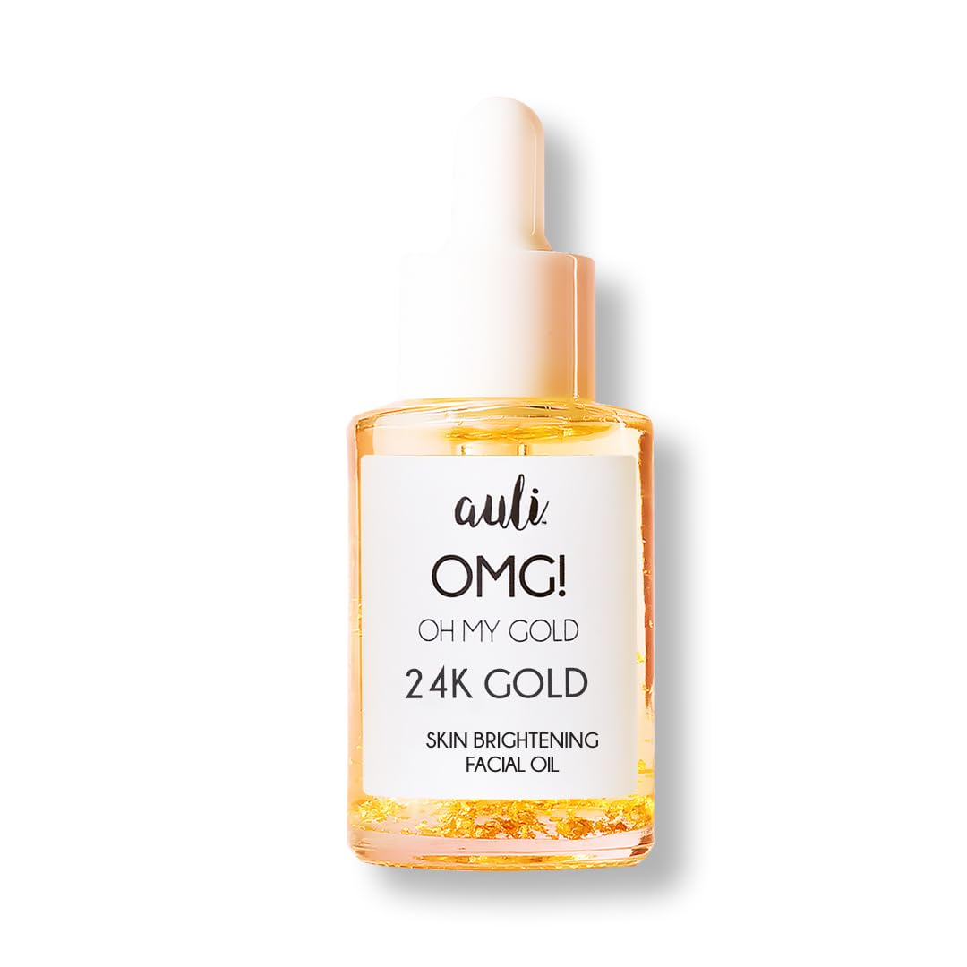 Auli 24K Gold Flakes with Pure Rosehip Facial Oil for Normal to Dry Skin Types | Prevents Aging and Hydrates Skin | Glowing and Radiant Skin | Facial Oil for Men and Women | OMG - 30ML