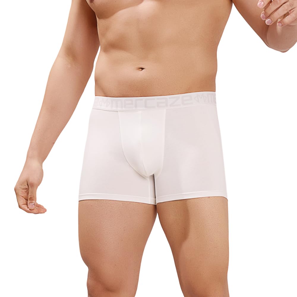 mercaze Men's Underwear Trunk - Soft Waistband -Premium Cotton Modal Spandex Innerwear for Men, M117- Ultra Soft, Comfort Fit, 4 Way Flex, Quick Dry, Breathable Fabric - White, XL-picture-56