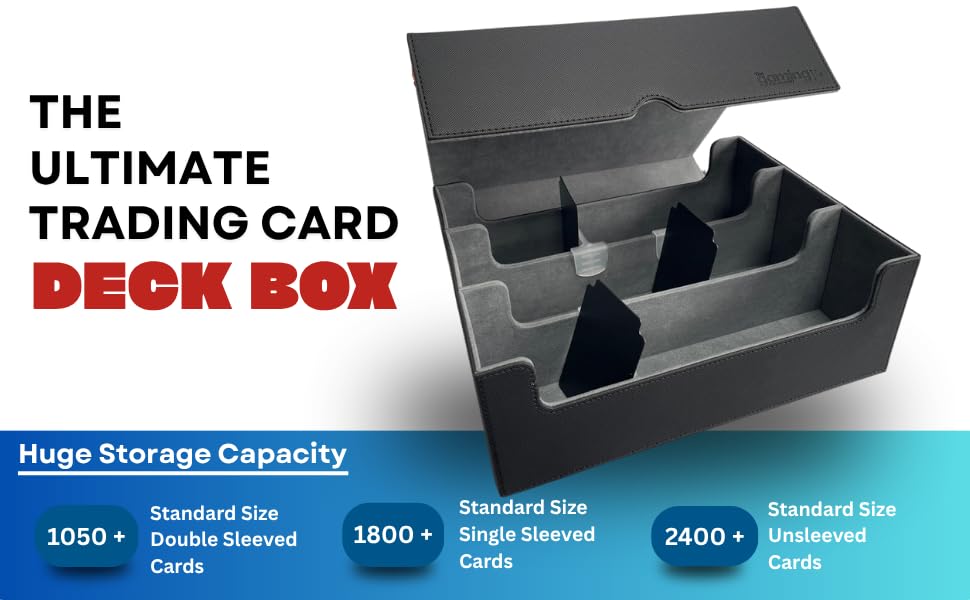 The Gaming Mat Company Bulk Deck Box for Trading Cards, Faux Leather Storage Case, Holds 1800+ Cards, Magnetic Closure - Image 2