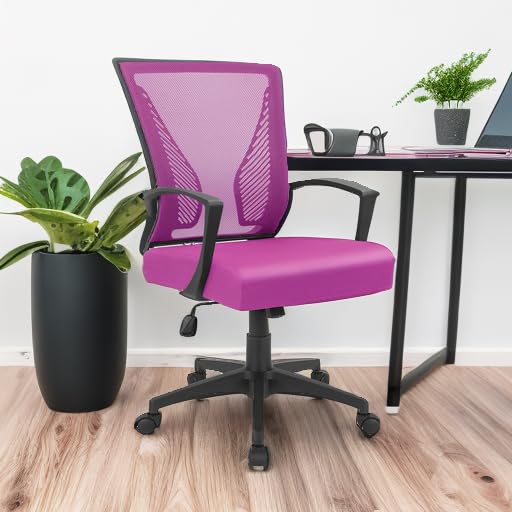 Image of Furmax Office Chair Mid Back Swivel Lumbar Support Desk Chair, Computer Ergonomic Mesh Chair with Armrest (Pink)