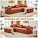 VYNELITO L Shaped Modular Sofa Bed with Cylindrical Pillow & Reversible Chaise, Corduroy Folding Floor Convertible Sofa Couch Bed with Fixed-Shape Frame & Storage Pocket for Living Room, Orange