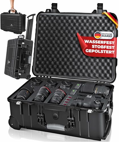 KESSER Kamerakoffer Transportkoffer Fotokoffer Werkzeugkoffer mit Schaumstoff, Hartschalen-Universalkoffer mit Rollen Teleskopgriff, Wasserdicht Trolley,...