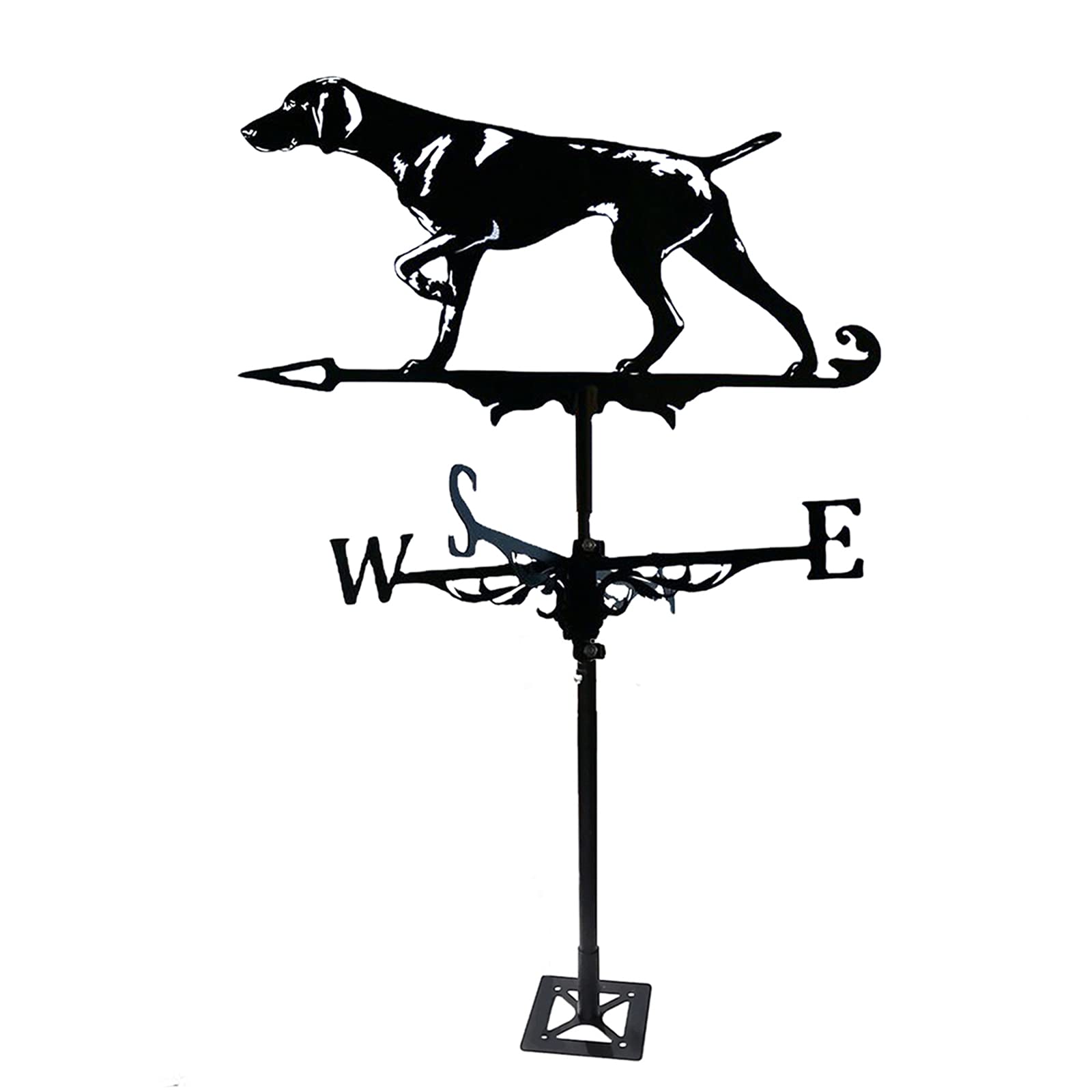 Hound Dog Weathervane with Roof Mount Weathercock Wind Direction Indicator, Retro Weather Vane Metal Weathercock Garden, Creative Garden iron weathervane Stainless Steel for Farm Yard Home D