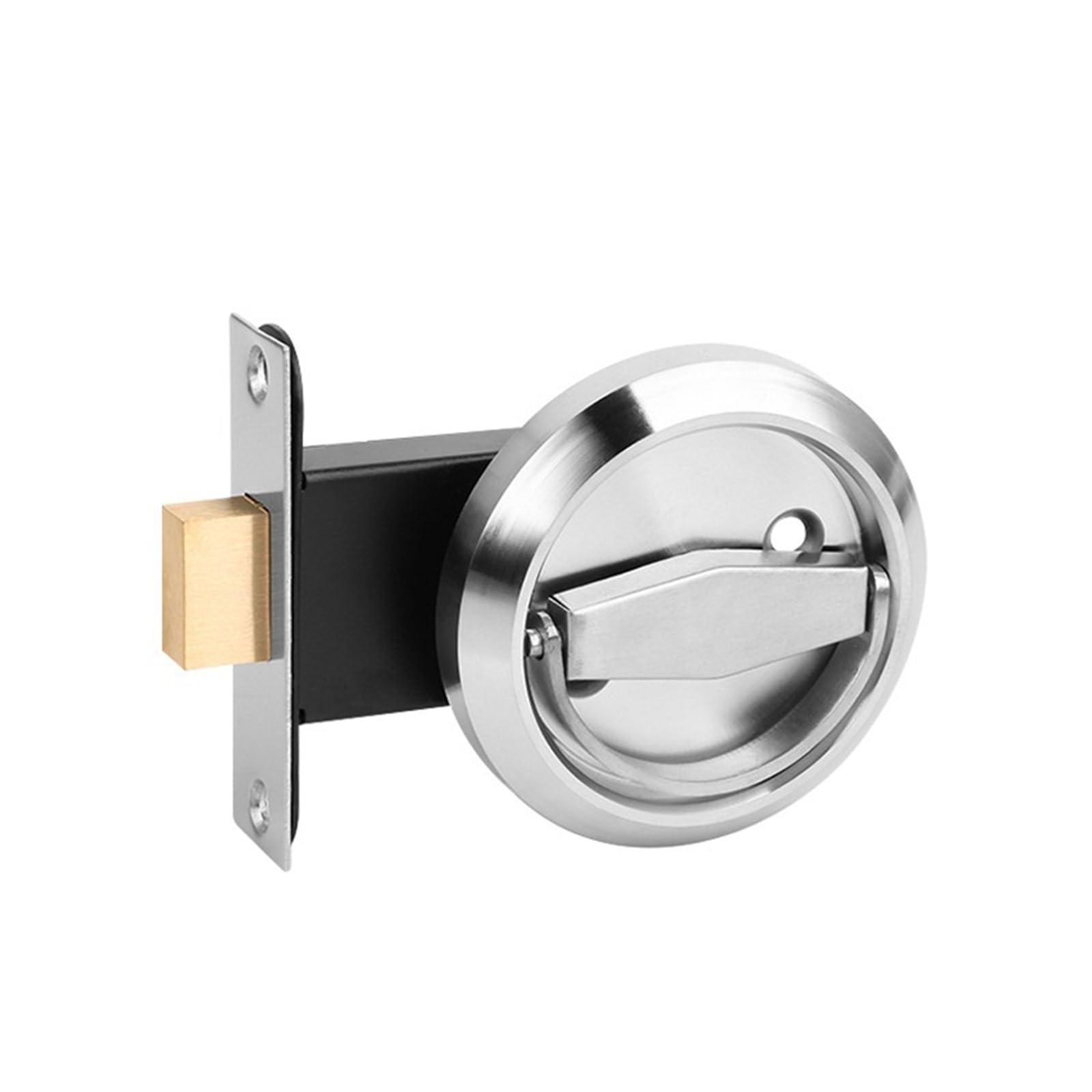 ZONSHJDKR Zinc Alloy Invisible Door Lock Single-Sided Indoor Wooden Background Wall Handle(Steel Color)