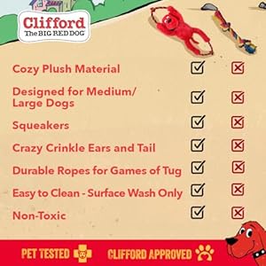 Clifford-Busy-Body-Rope-16-Tug-of-War-Dog-Toy-Durable-Cozy-Plush-Dog-Toy-Stuffed-Animals-Play-Toy-with-Ropes-for-Games-of-Tug-Mental-Stimulation-Interactive-Bonding-Comfort - Cucciolini Doodles Clifford-Busy-Body-Rope-16-Tug-of-War-Dog-Toy-Durable-Cozy-Plush-Dog-Toy-Stuffed-Animals-Play-Toy-with-Ropes-for-Games-of-Tug-Mental-Stimulation-Interactive-Bonding-Comfort