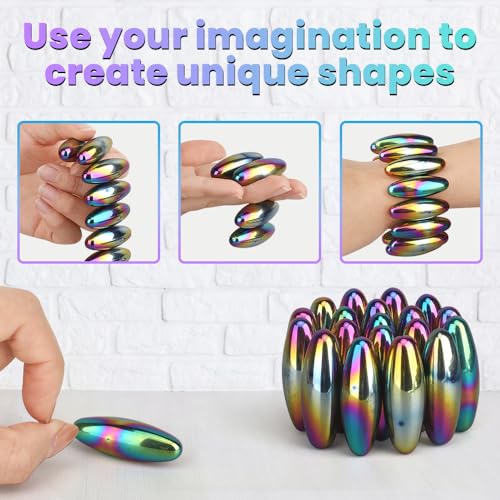 Image of Rattle Snakes Magnetic Eggs, Fidget Toy Hematite Magnet for Adults, Fridge Magnets Oval Rocks for Refrigerator, Small Gadget,Desk Toy for Ferrite Putty(24PCS)