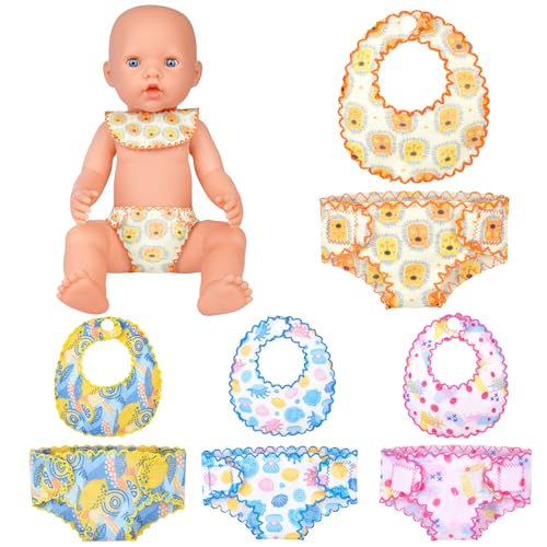 Aolso Accessoires pour Poupées Couches,8PCS Couches pour Baby Poupée Accessoires d'alimentation de Poupée,Bavoir Réutilisable, Couches Autocollantes pour...