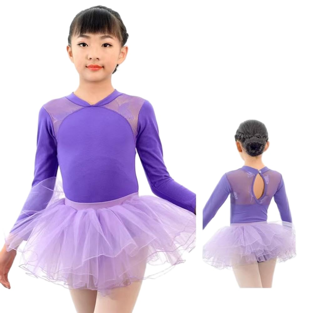 JJDFW Costume da danza per bambini, body da danza per ragazze, pagliaccetto da ginnastica, uniforme da allenamento, body per bambini