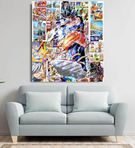 Image of Moment Prints Goku Colored Manga Collage Poster Set - Set of 20, 210 mm x 297 mm, 300 GSM Paper, Dragon ball Posters For Anime Fans - Glue Dots Included, Cardstock