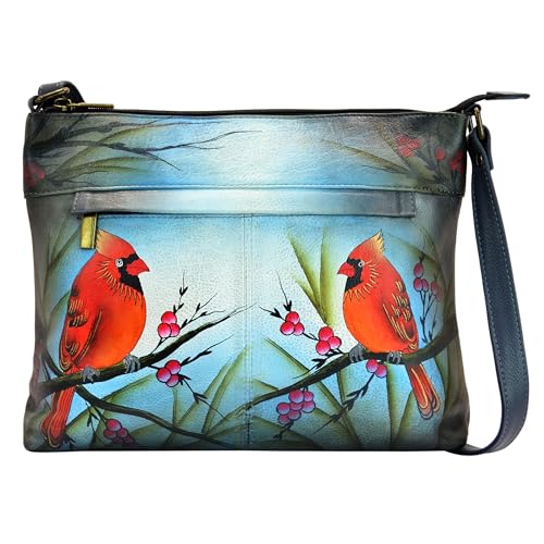 Anna by Anuschka Women Hand Painted Leather Medium Crossbody