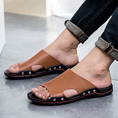 Slide Sandals For Men Open Toe Outdoor Beach Fixed Strap Leather Non Slip Outdoor Slipper Shoes2