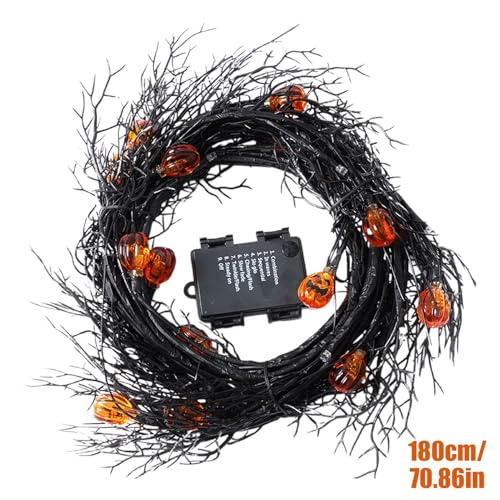 Couronne de porte d'Halloween pour la maison lumineuse sans fil
